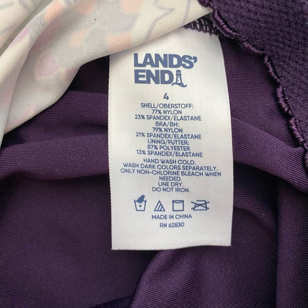 Lands End Wrap Tankini Swimsuit V Neck Underwire Top Blackberry Sz 4 - Picture 11 of 13